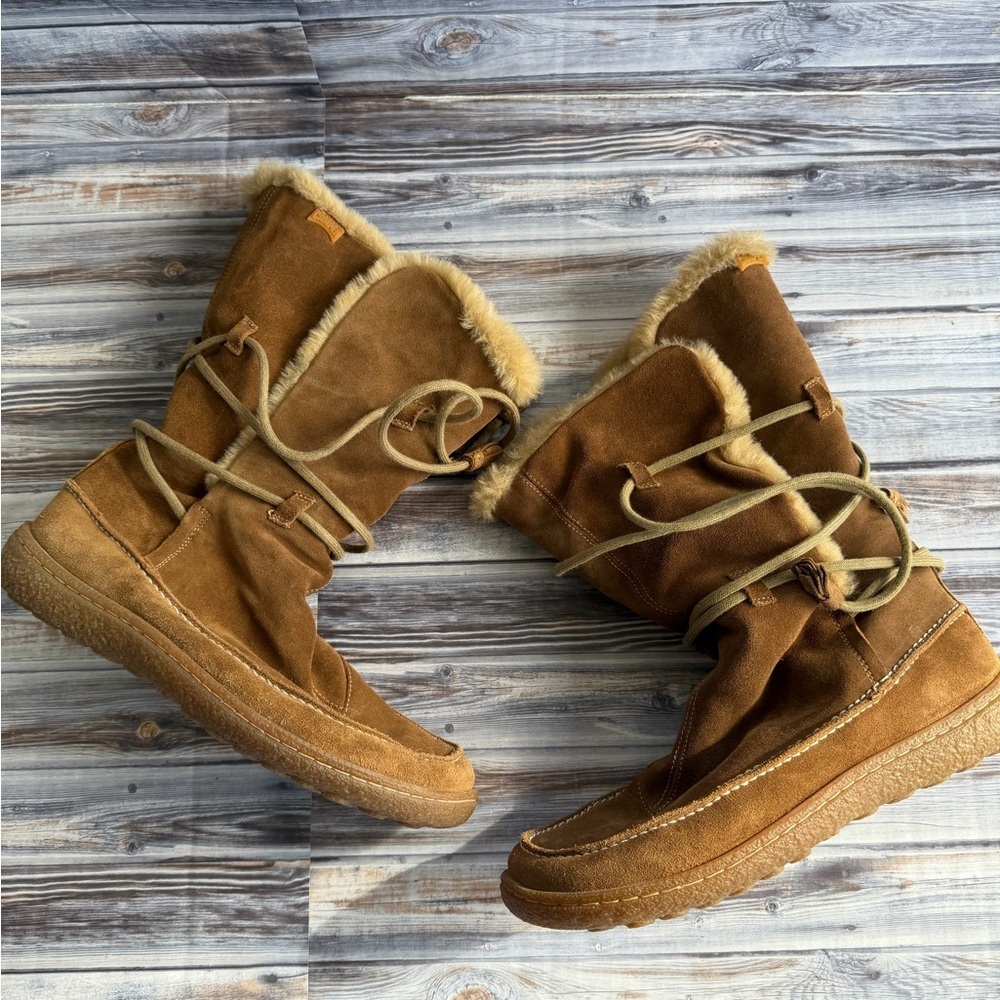 Camper Industrial Bou Winter Boots Suede Leather Moccasin Lace Up Boots